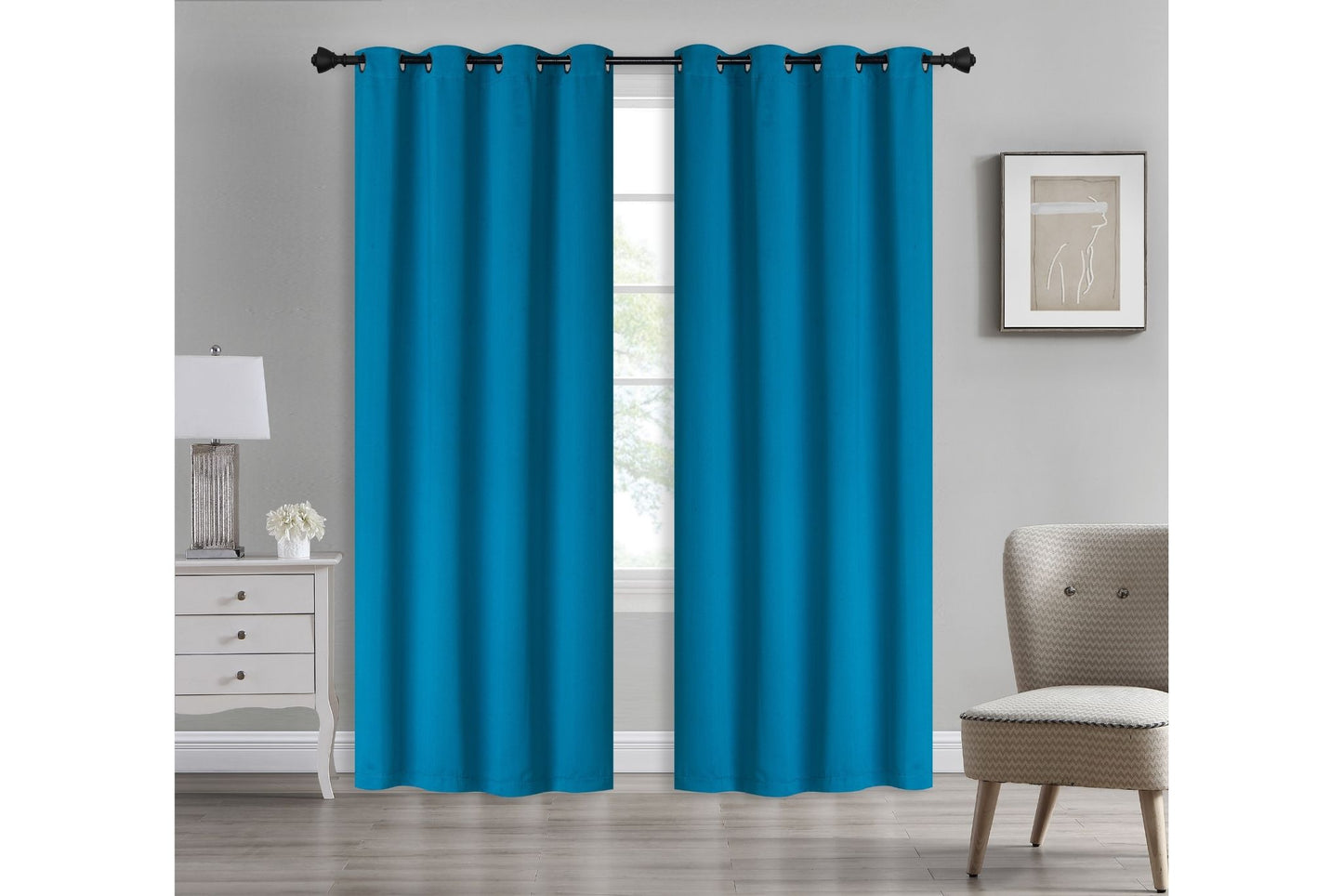 Solid Blackout Curtain 8 Grommets 137x213cm 200gsm Angel Turquoise