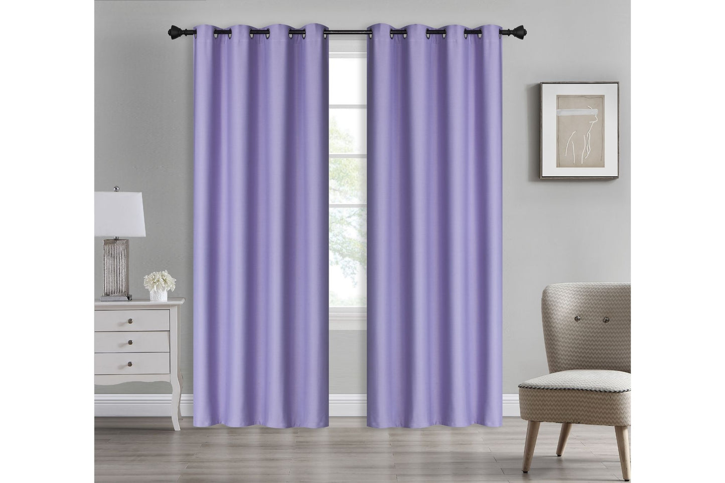 Solid Blackout Curtain 8 Grommets 137x213cm 200gsm Angel Lavender