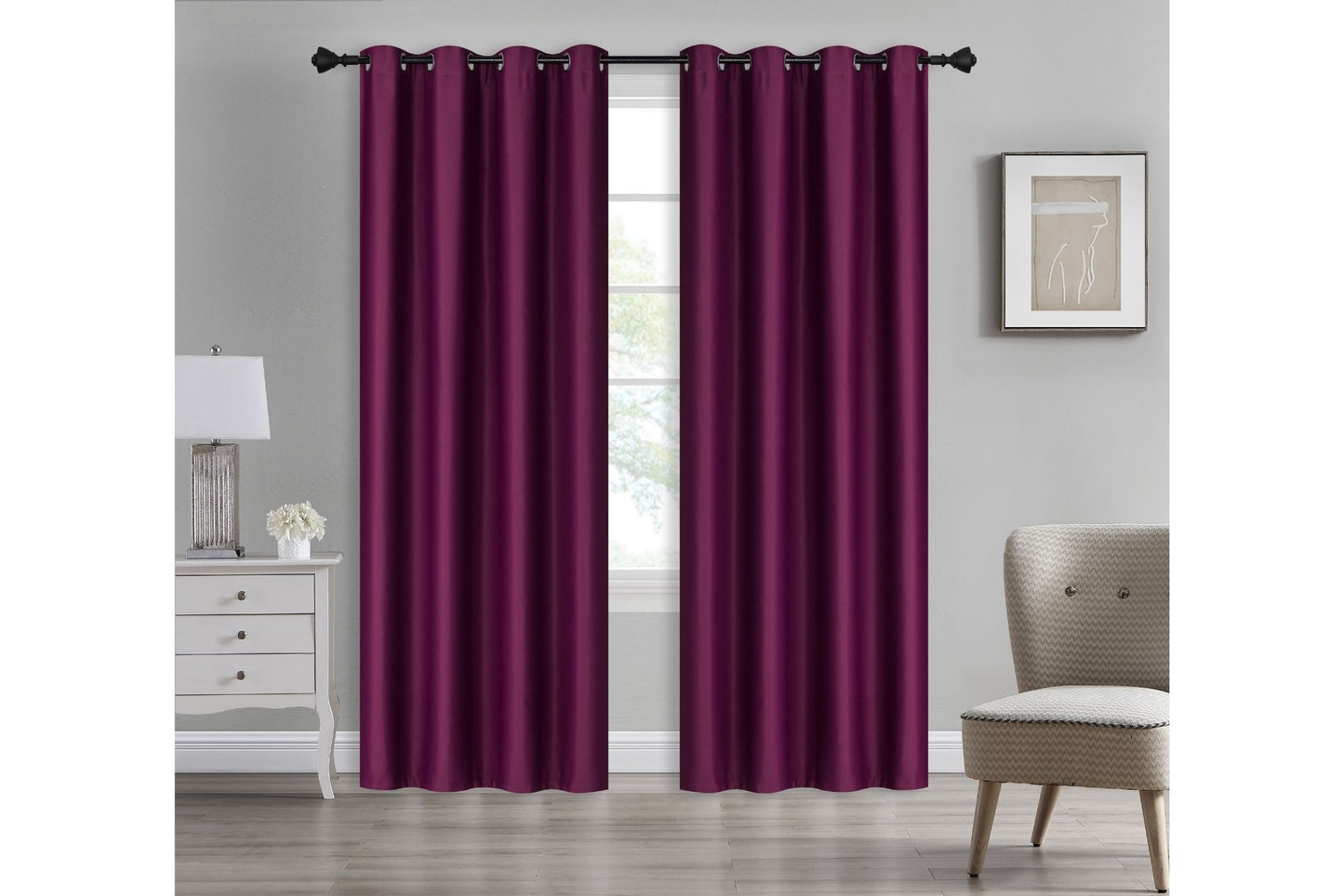 Solid Blackout Curtain 8 Grommets 137x213cm 200gsm Angel Dark Purple