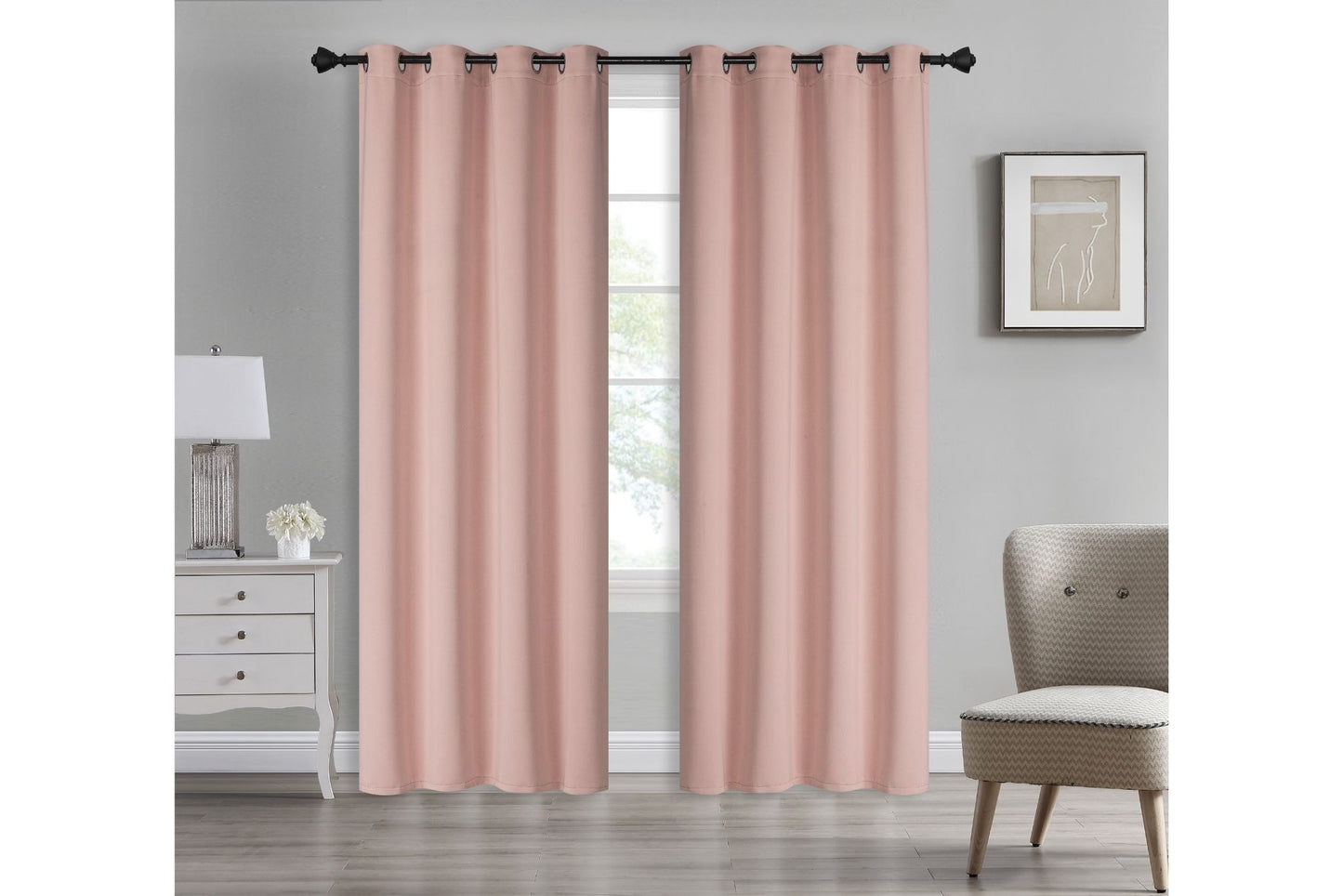 Solid Blackout Curtain 8 Grommets 137x213cm 200gsm Angel Dark Blush
