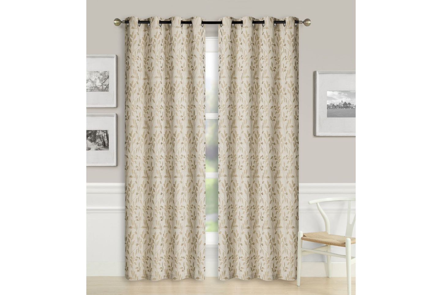 Crushed Jacquard Curtain 8 Grommets 137x213cm 150gsm Chloe Beige