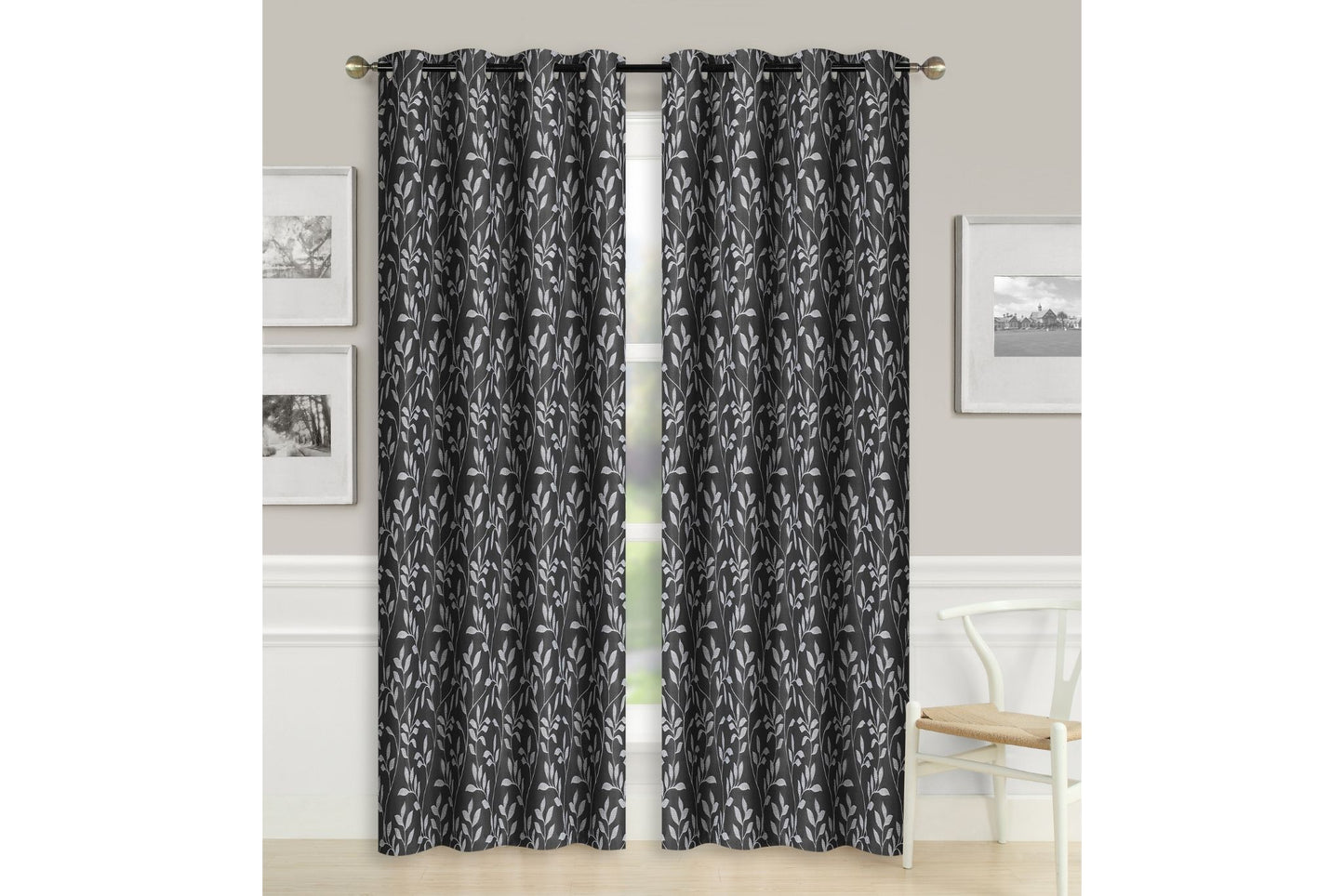 Crushed Jacquard Curtain 8 Grommets 137x213cm 150gsm Chloe Black