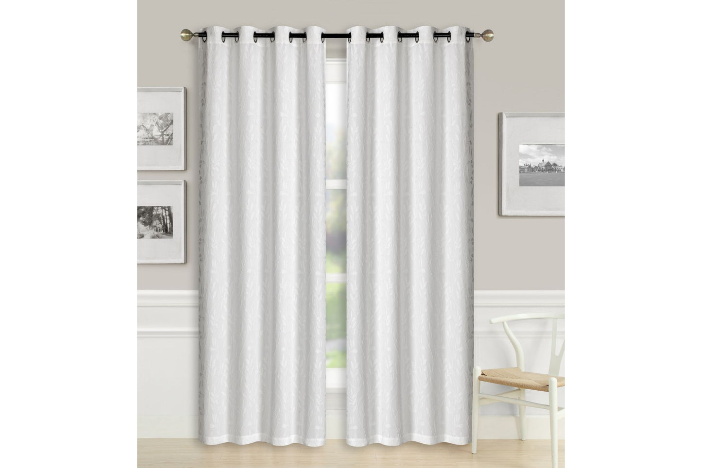 Crushed Jacquard Curtain 8 Grommets 137x213cm 150gsm Chloe White