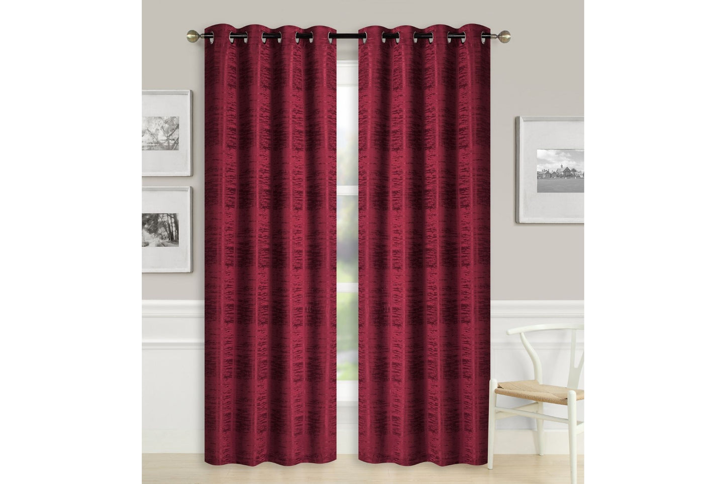 Solid Jacquard Curtain 8 Grommets 137x213cm 130gsm Cora Burgundy