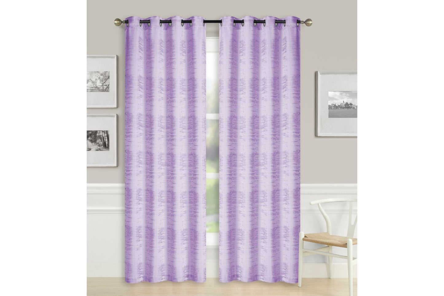 Solid Jacquard Curtain 8 Grommets 137x213cm 130gsm Cora Lavender