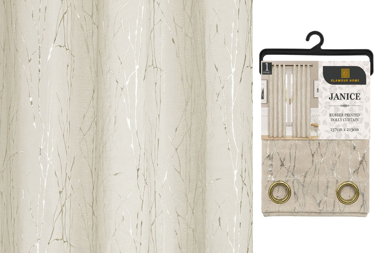 Curtain 8 Grommets 137x213cm 70gsm Dolly Beige