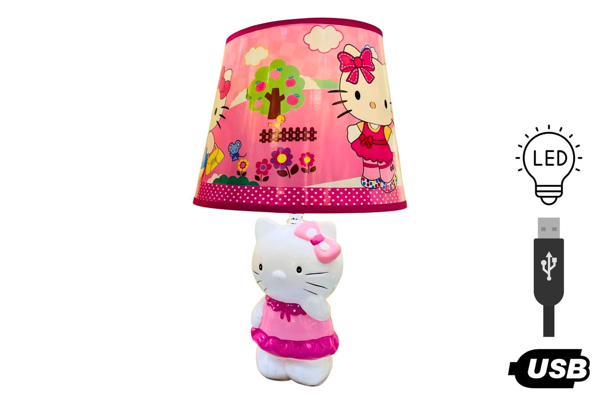 Ceramic LED Table Lamp USB - Kitty Cat 20x32cm