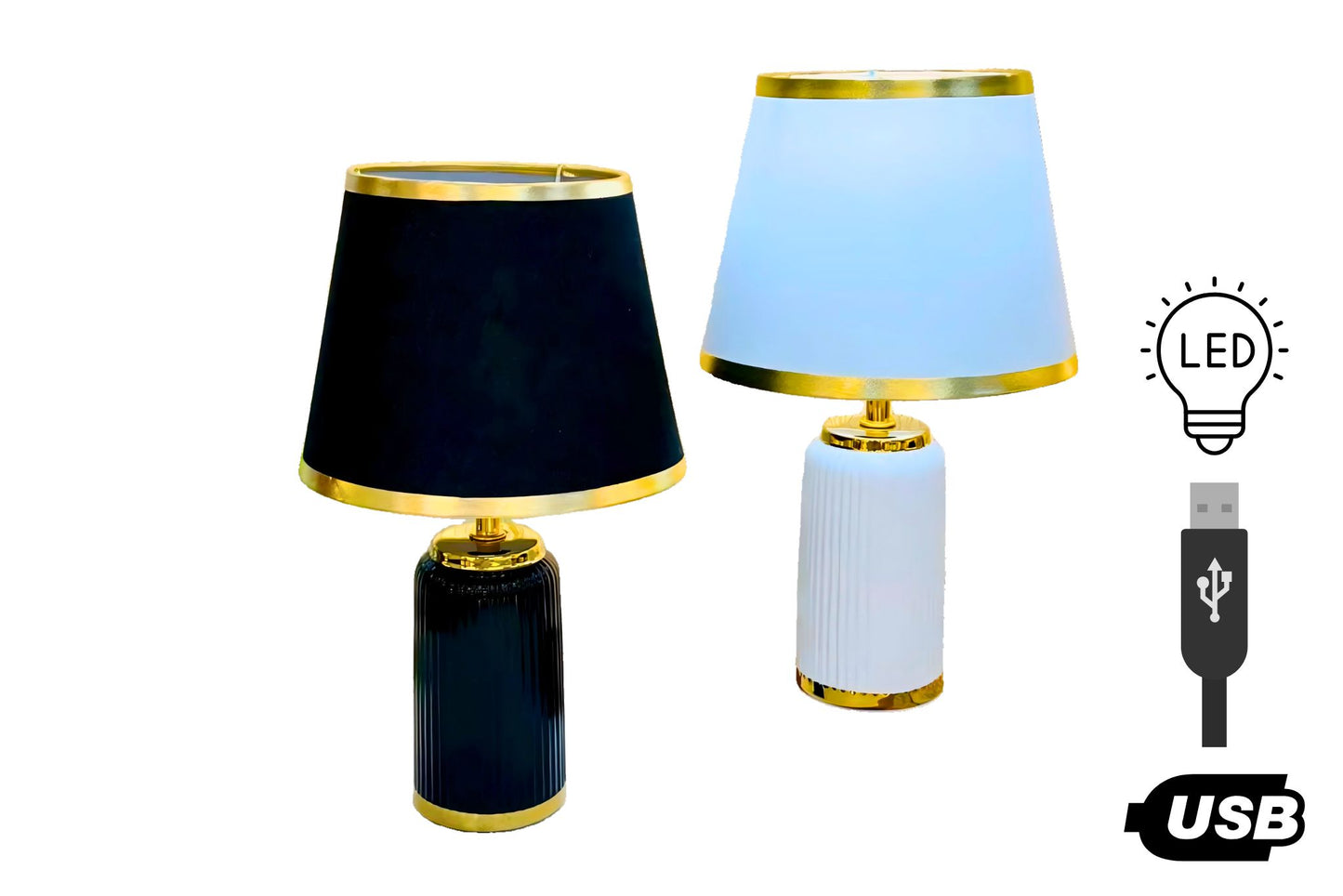 Ceramic LED Table Lamp USB 20x34cm 2 Asstd