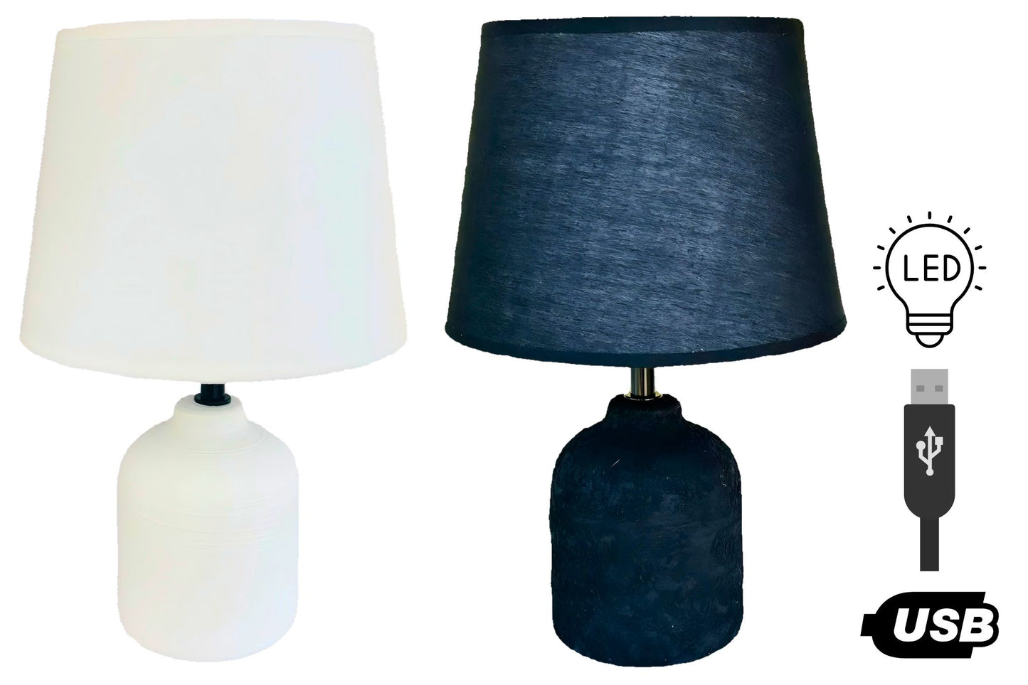 Ceramic LED Table Lamp USB 20x31cm 2 Asstd