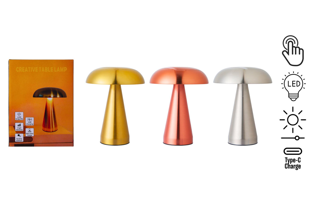 Metal LED Table Lamp 3-Colours 20x15 cm 3 Asstd