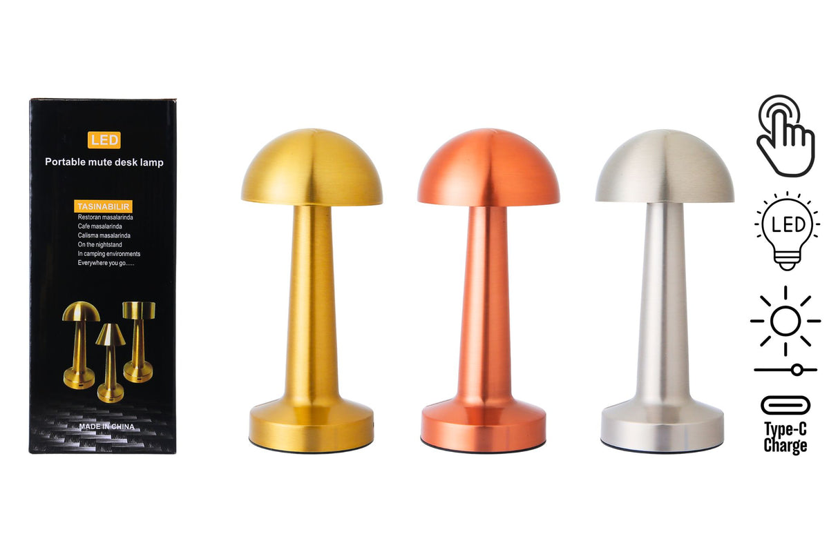 Metal LED Table Lamp 3-Colours 9x21cm 3 Asstd