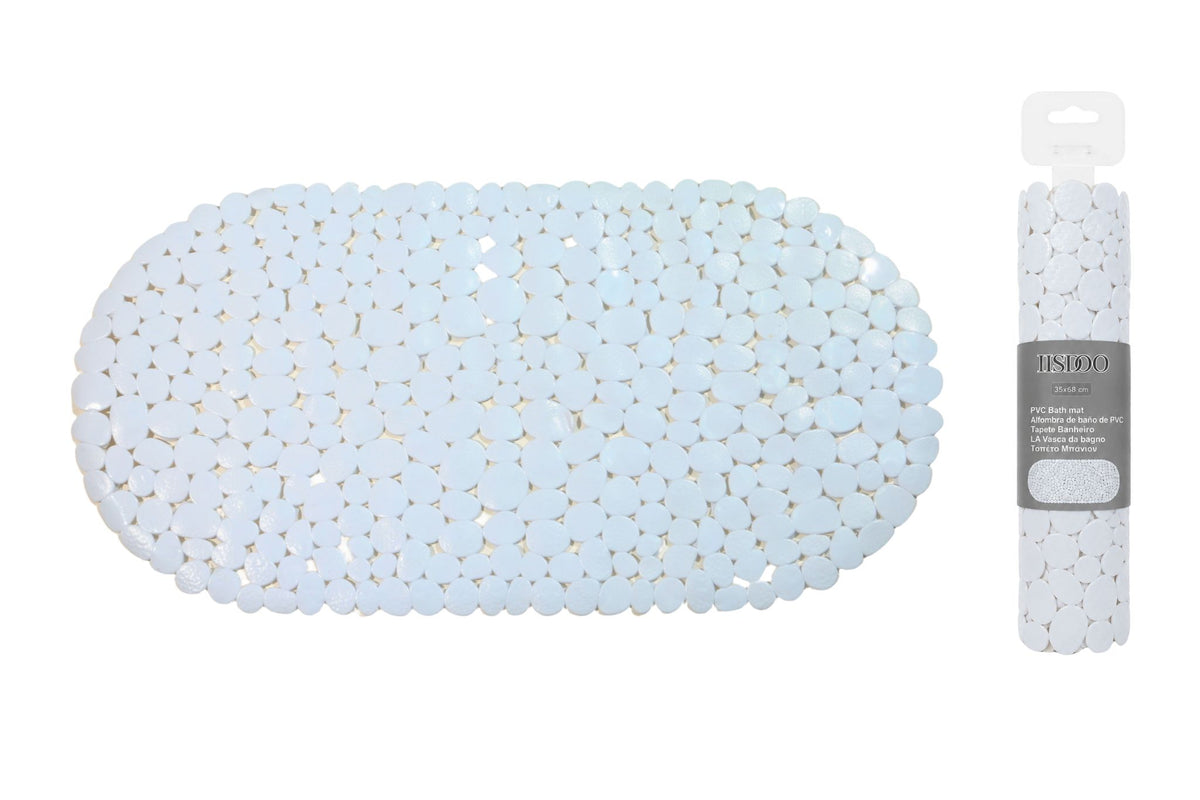 PVC Non-Slip Suction Mat Pebble White 69x35cm