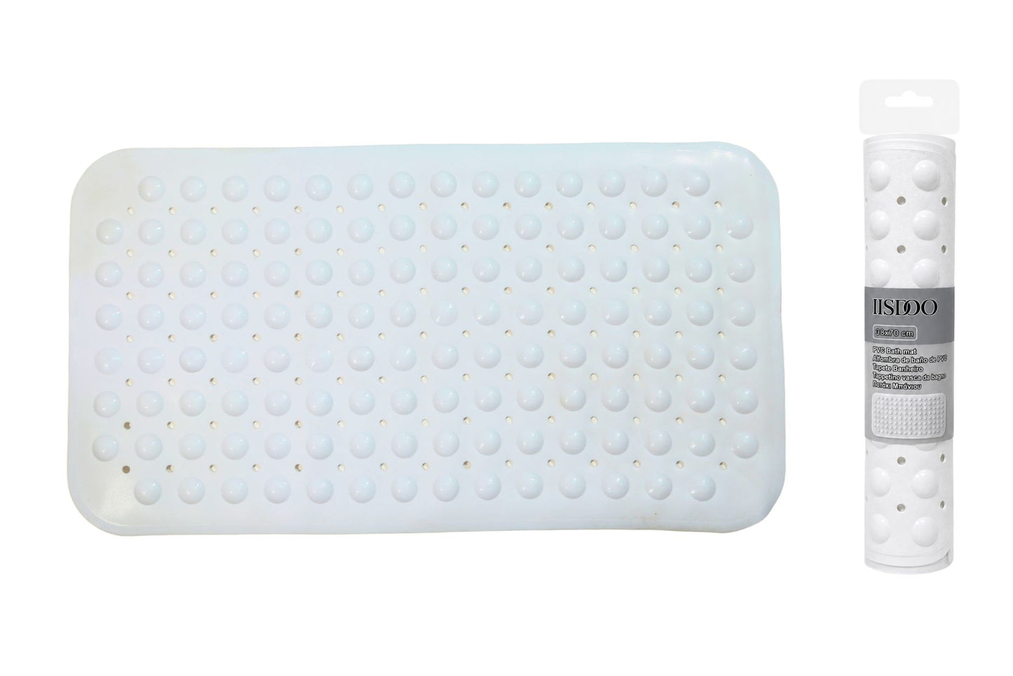 PVC Bath Mat Retangular Dotted White 70x38cm