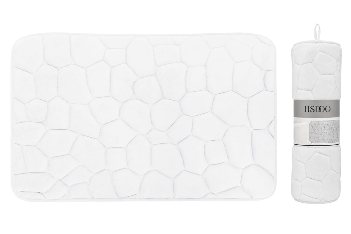 Bathroom Floor Mat Absorbent Stone Pattern White 45x70cm