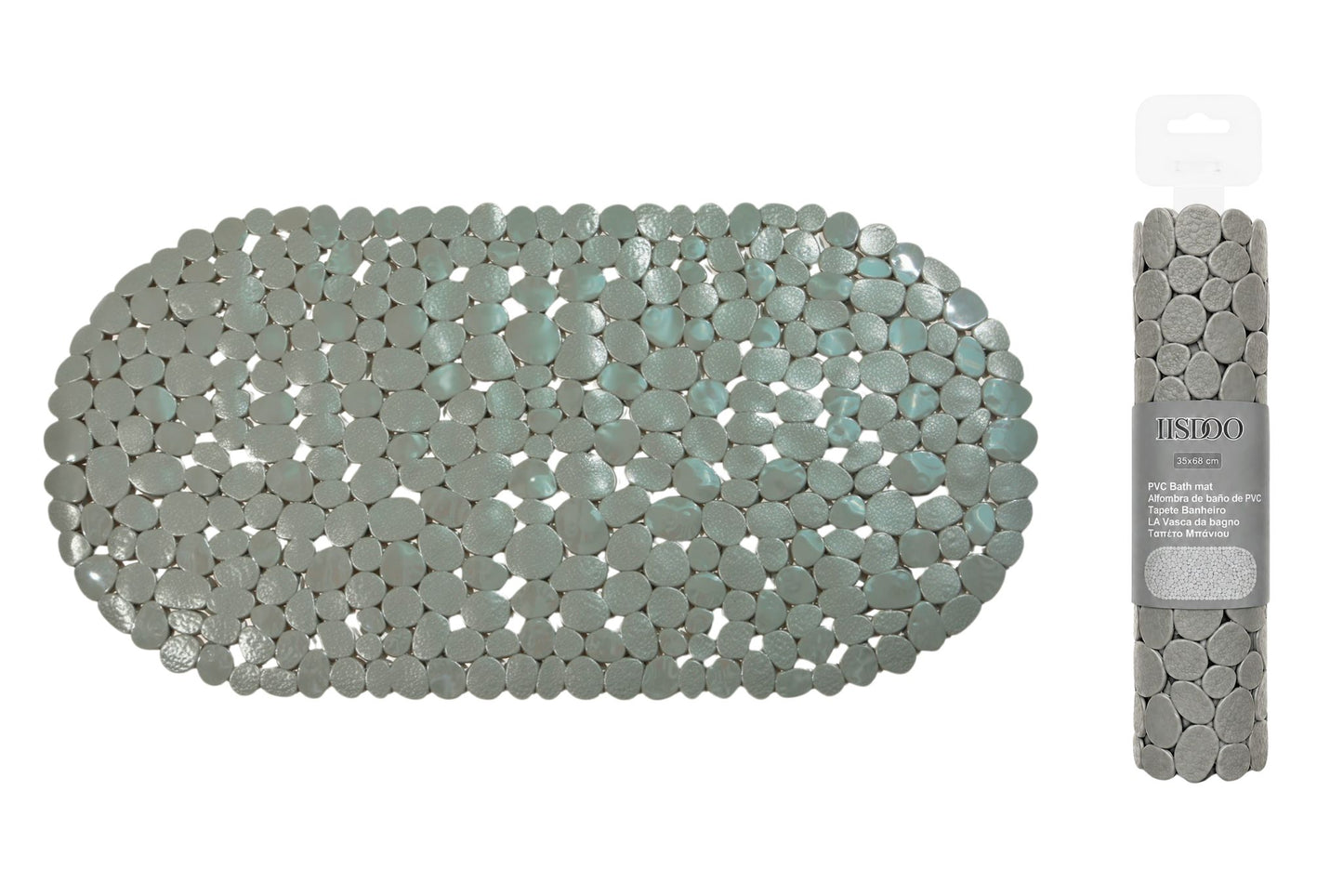 PVC Non-Slip Suction Mat Pebble Grey 69x35cm