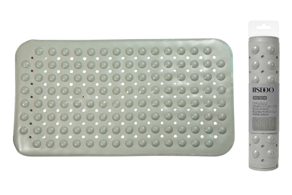 PVC Bath Mat Retangular Dotted Grey 70x38cm