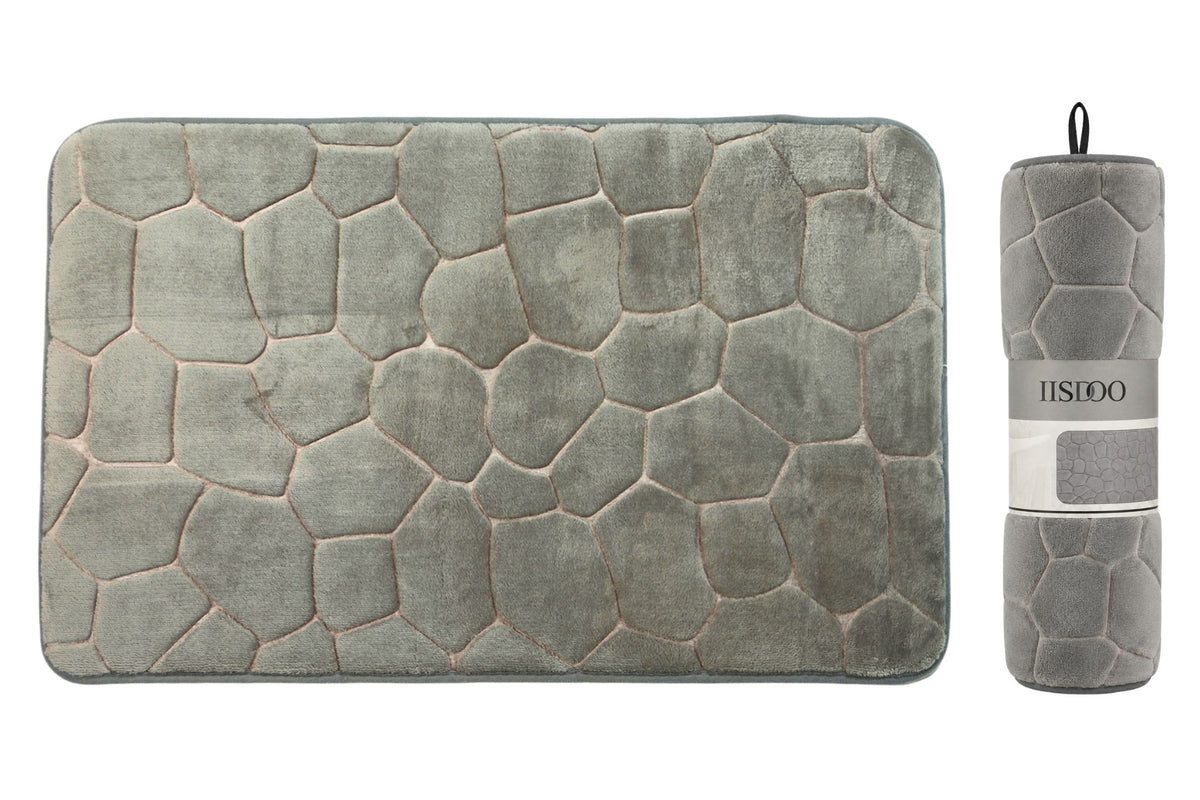 Bathroom Floor Mat Absorbent Stone Pattern Grey 45x70cm