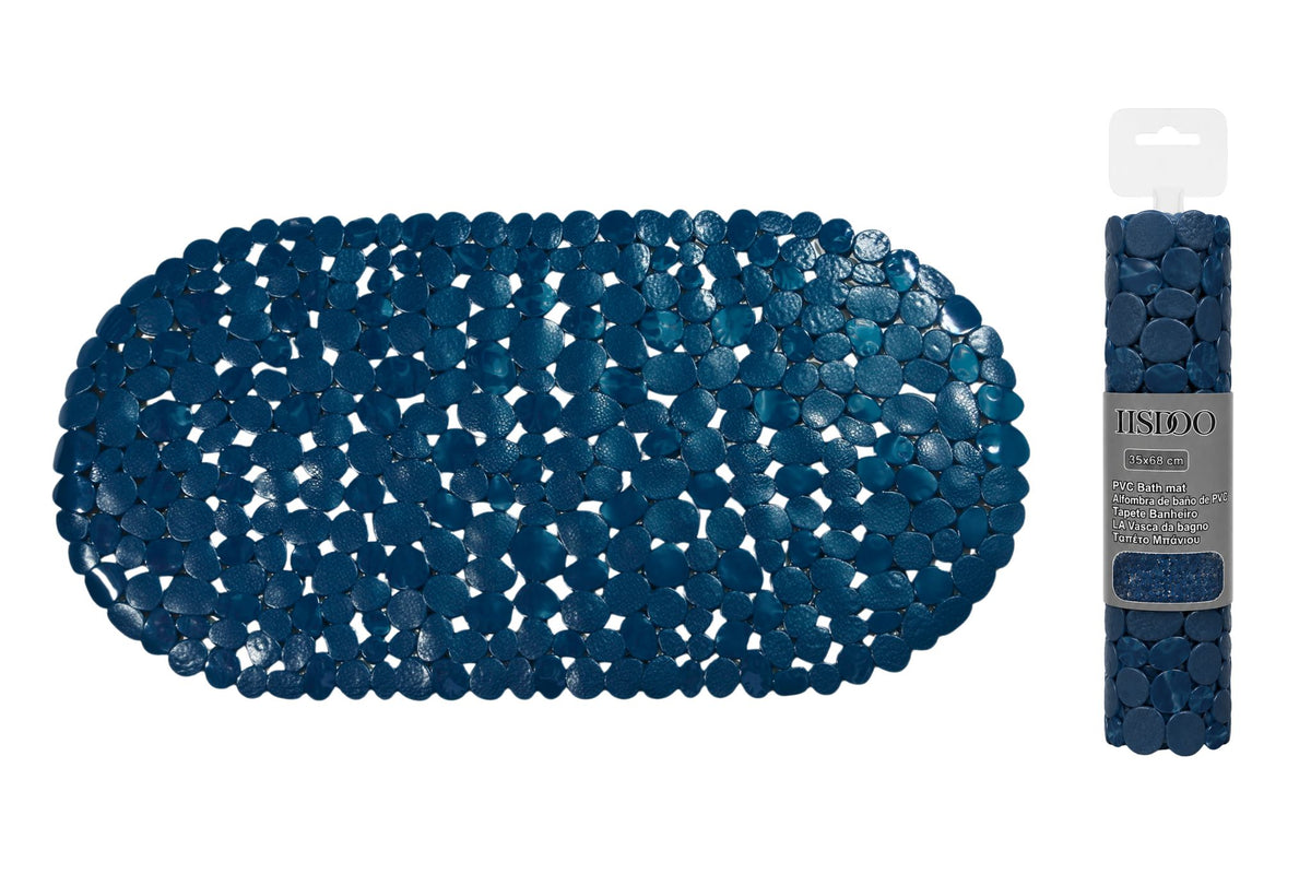 PVC Non-Slip Suction Mat Pebble Navy 69x35cm