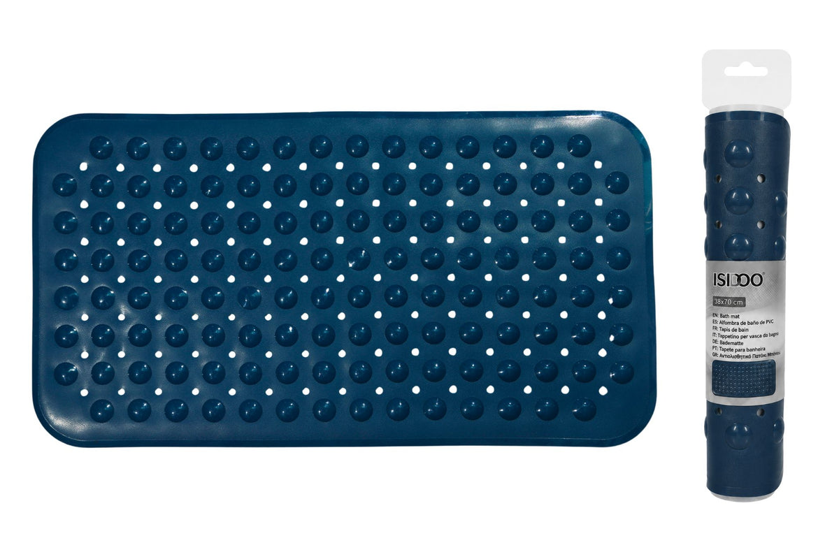 PVC Bath Mat Retangular Dotted Navy 70x38cm
