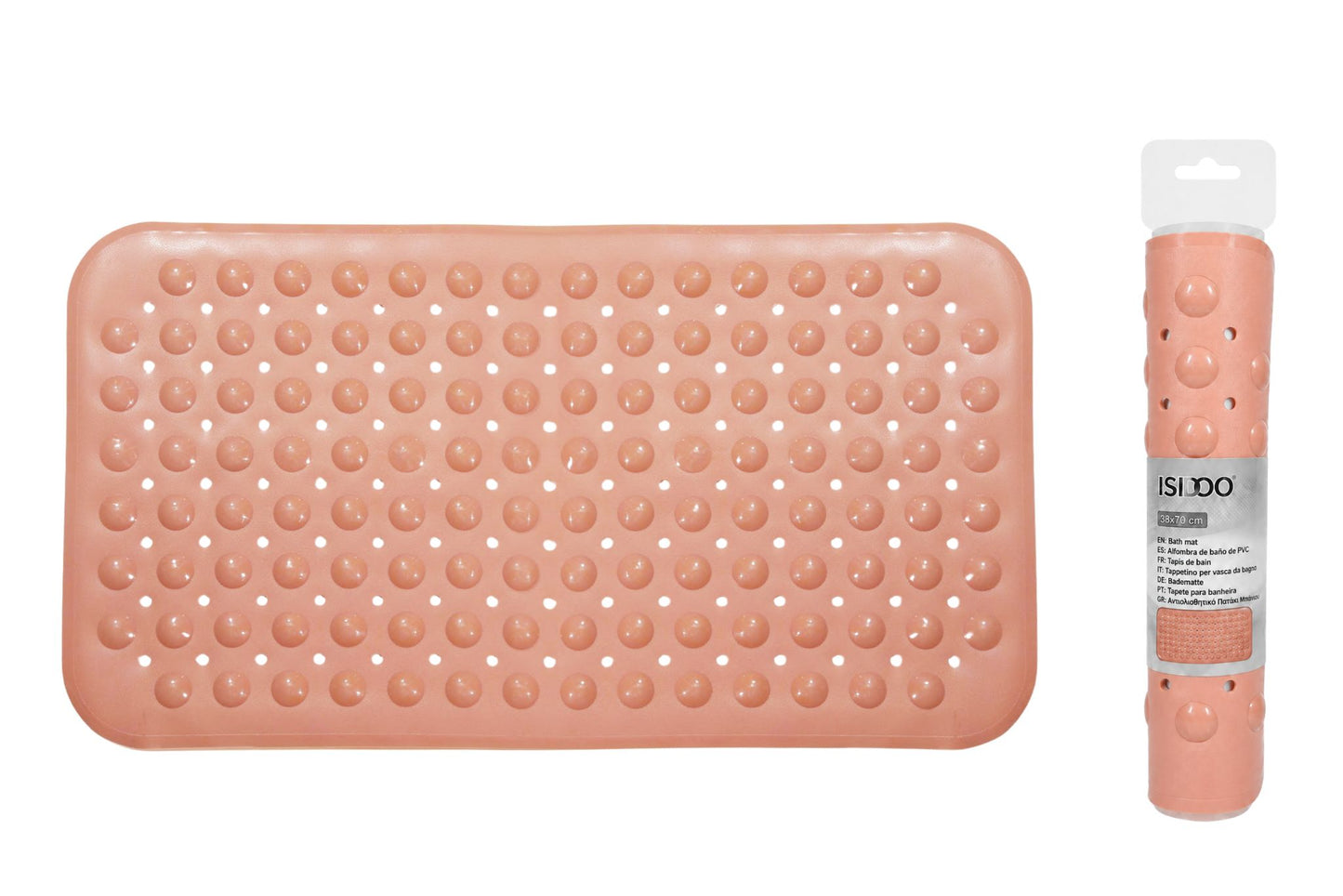 PVC Bath Mat Retangular Dotted Pink 70x38cm
