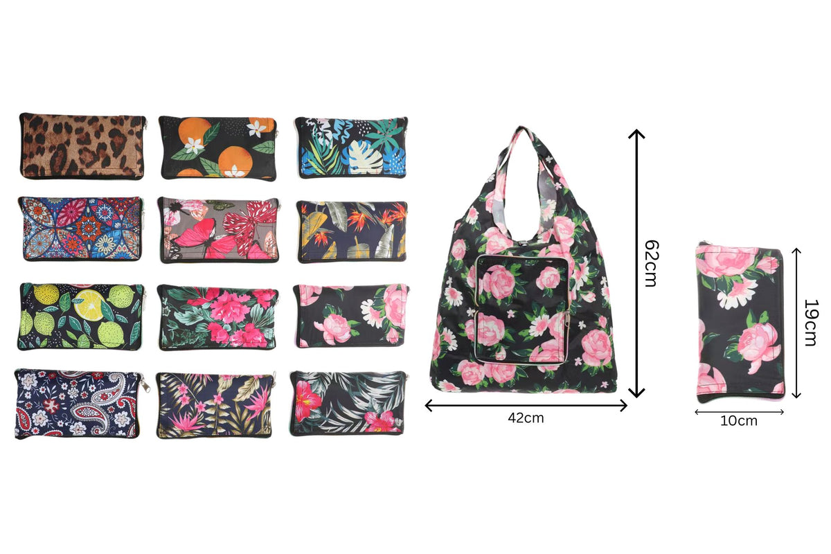 Foldable Shopping Bag 42x62cm 12 Asstd PDQ