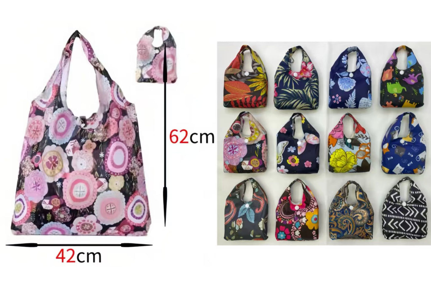Foldable Shopping Bag 42x62cm 12 Asstd