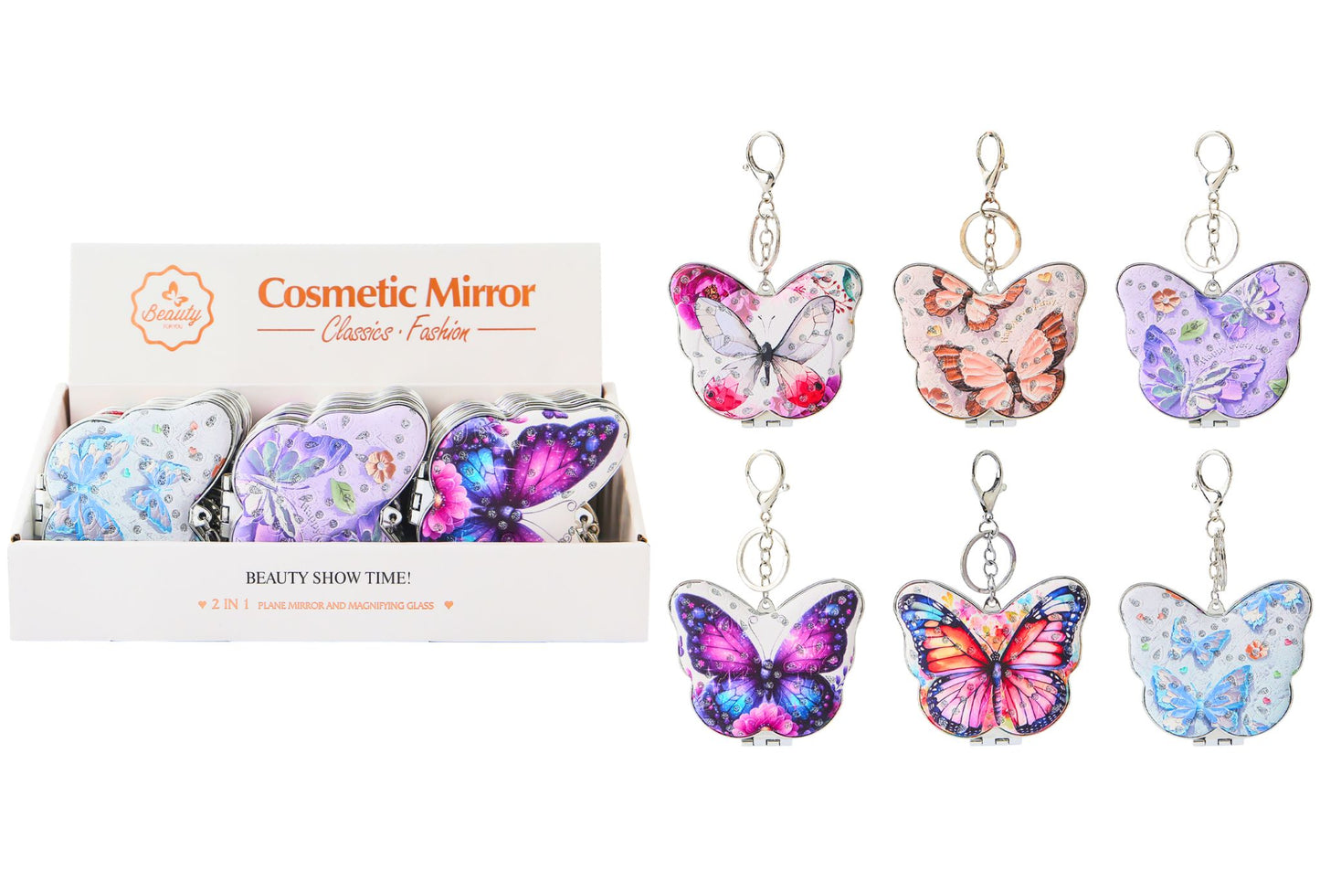 Mini Butterfly Mirror 9x7cm 6 Asstd PDQ