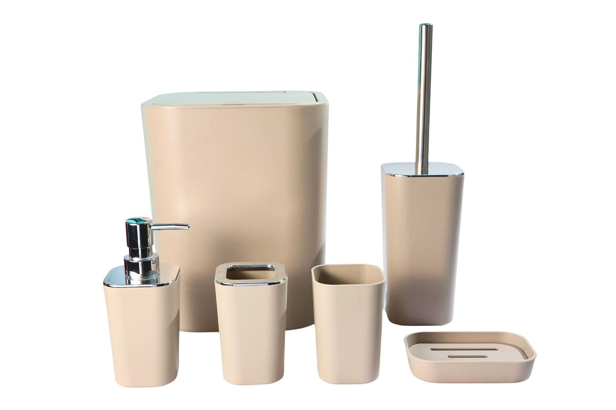 Bathroom Accessory Beige 6pcs Set