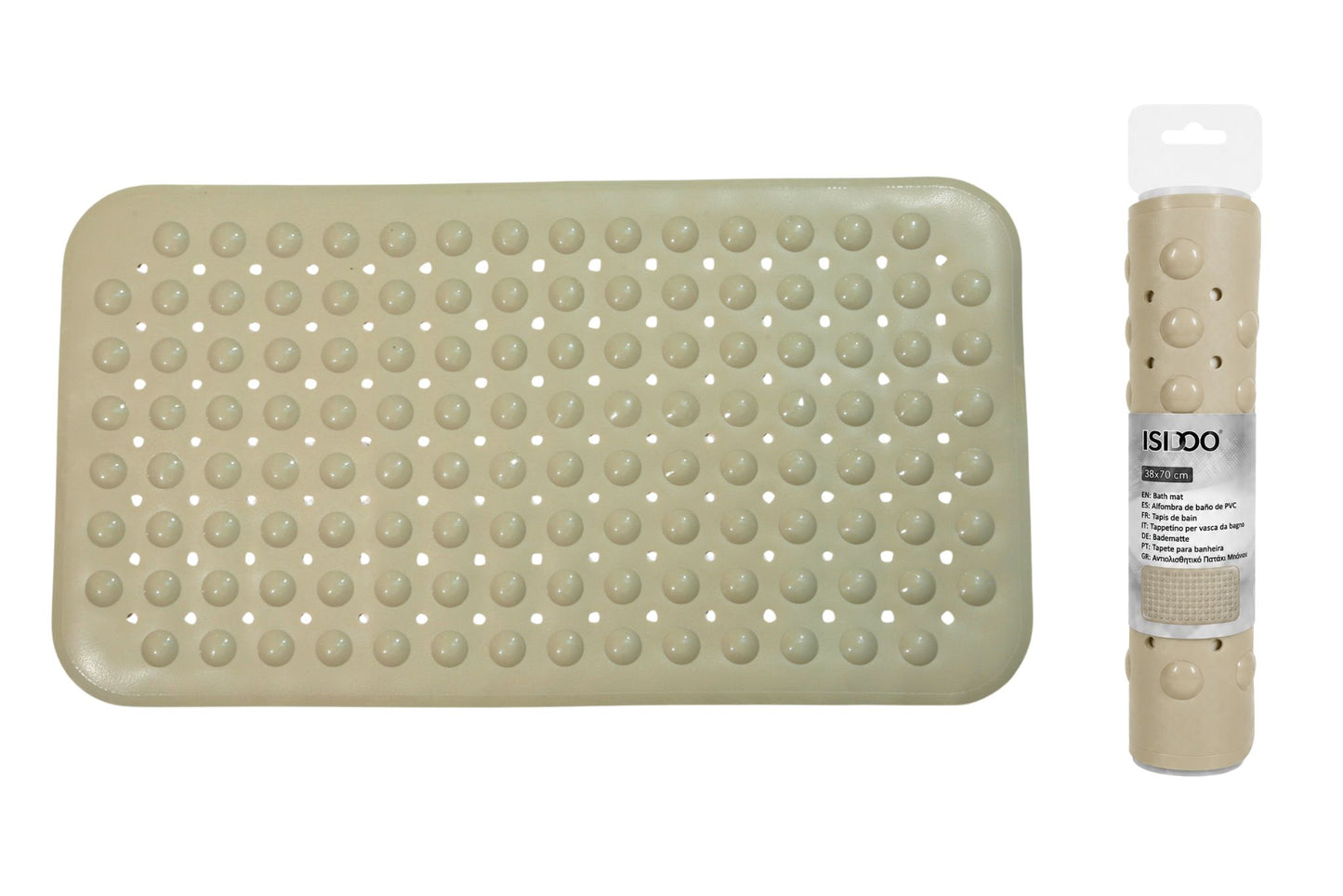 PVC Bath Mat Retangular Dotted Beige 70x38cm
