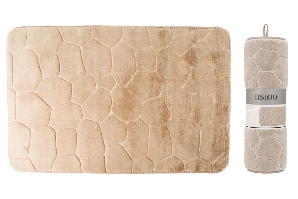 Bathroom Floor Mat Absorbent Stone Pattern Beige 45x70cm