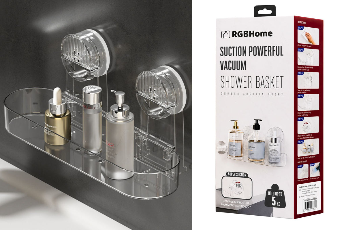 Clear Storage Caddy w/Suction 28x10.2x12.6cm