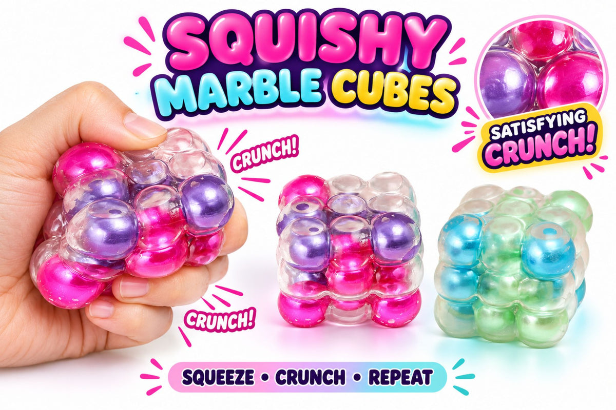 Squishy Crunchy Marble Cube 5.5cm 2 Asstd PDQ
