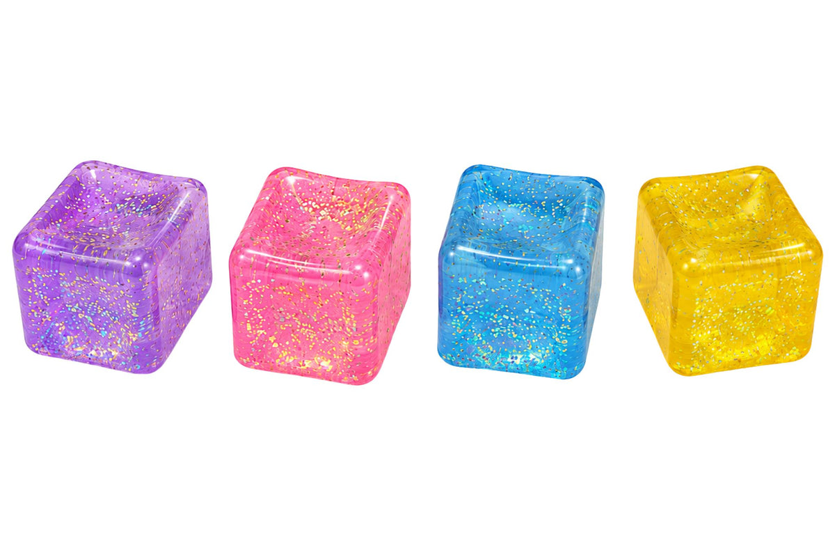 Squishy Gel Glitter Cube 6cm 4 Asstd PDQ