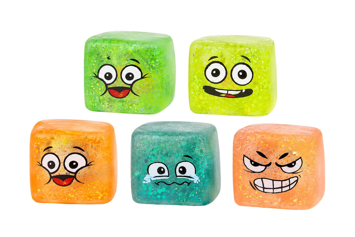 Squishy Gel Cube w/Face 5cm 4 Asstd PDQ