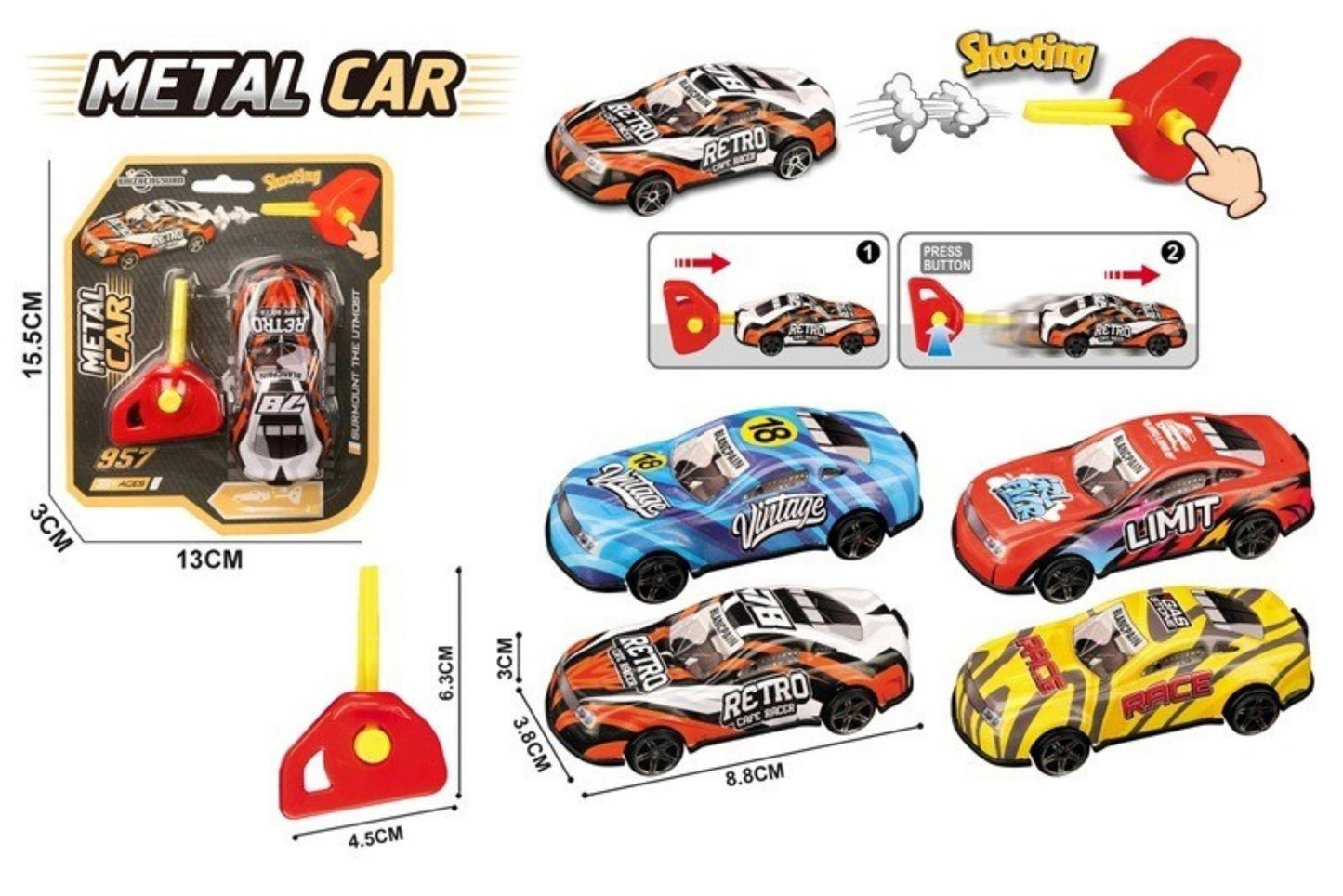 Metal Catapult Car 4 Asstd