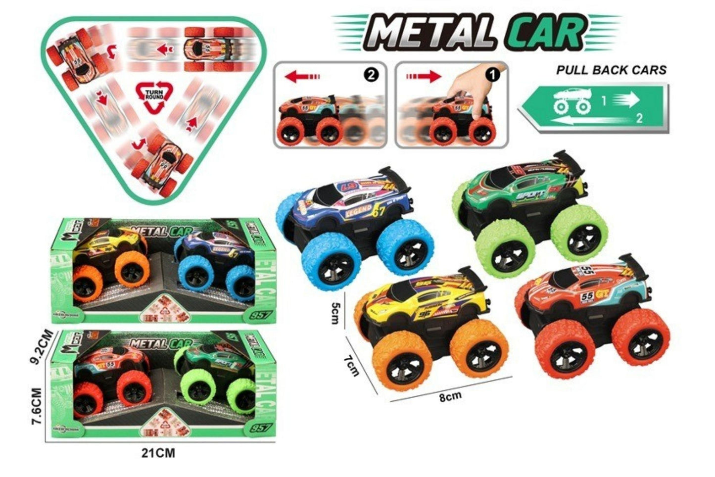 Metal Pull Back Die Cast Car 2Pcs 2Asstd