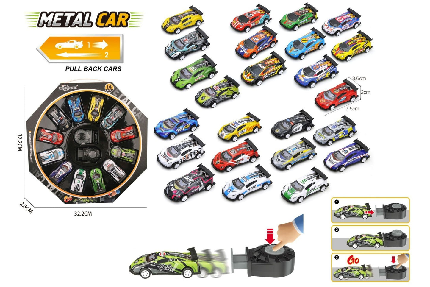 Pull Back Metal Die Cast Car 12Pcs