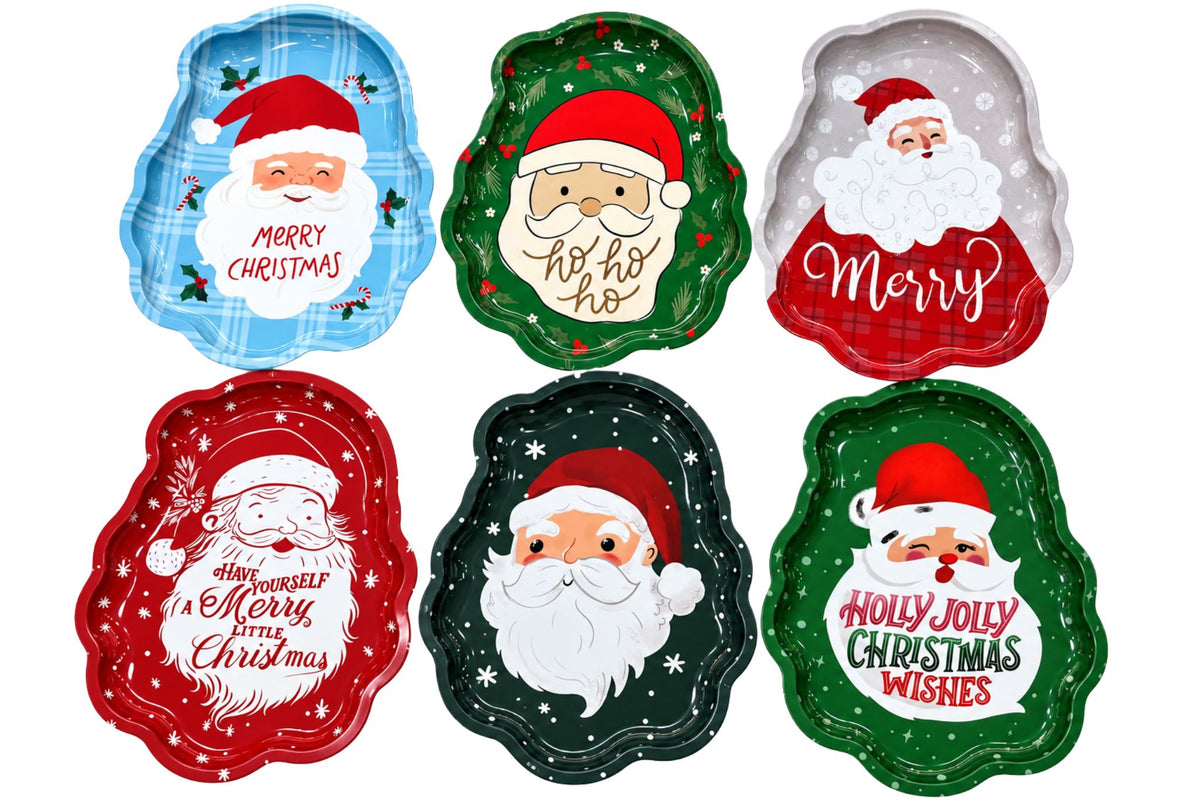 Xmas Metal Plate 29x22x2cm 6 Asstd