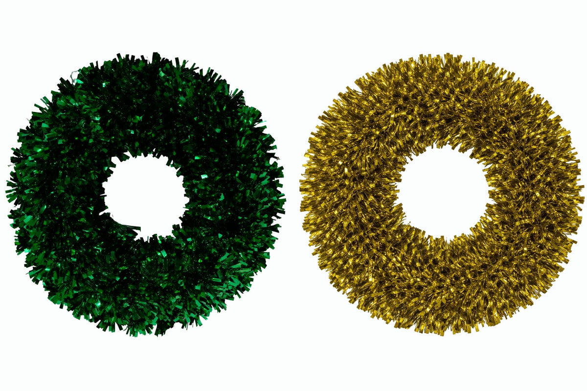 Tinsel Wreath Metallic 42cm 2 Asstd