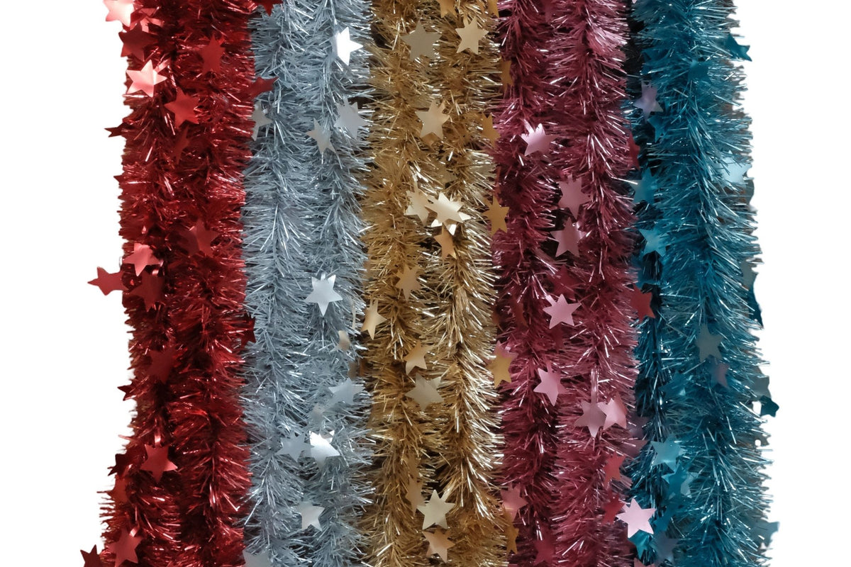 Tinsel Stars 4 Asstd 9cm x 2m