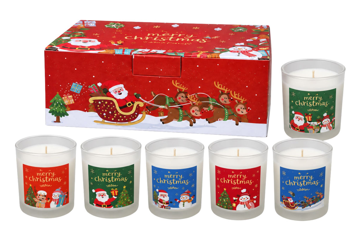 Xmas Candles 5cm x 6cm 6 Asstd