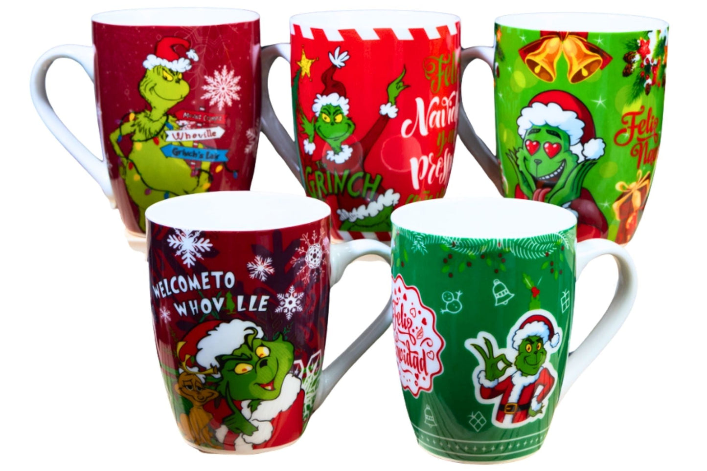 Grumpy Green Ceramic Mugs 11cm 5 Asstd