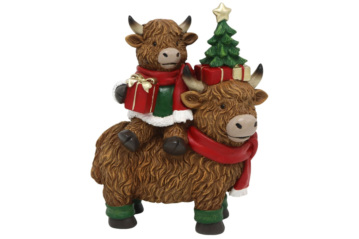 Xmas Highland Cows 18x7.4x7.4x14cm