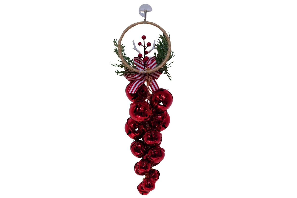 Xmas Metal Hanging Jingles 34x10cm 15 Jingles 3-5cm