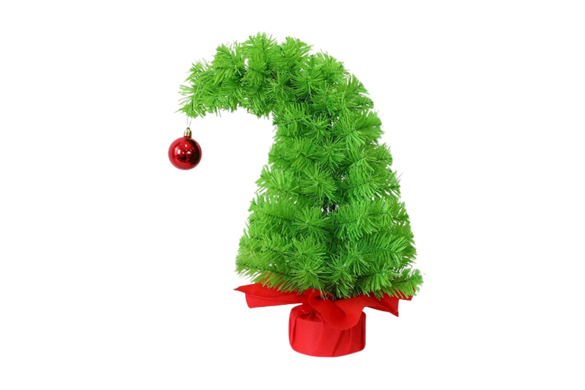 PVC Green Bended Tree w/Bauble 45cm