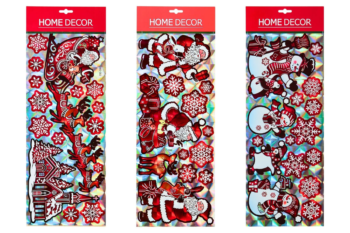 Foil Christmas Stickers 20x57cm 3 Asstd