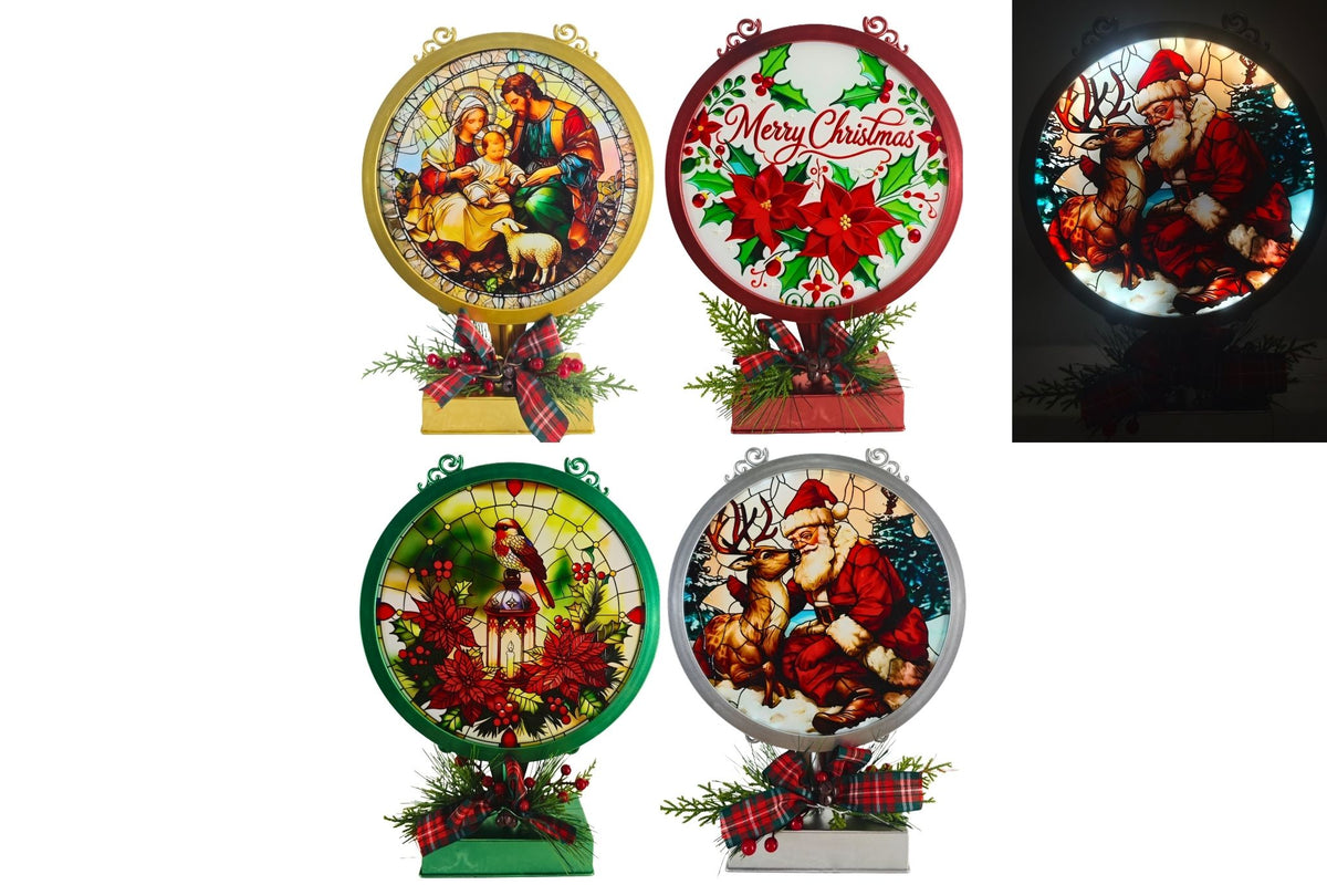 Xmas Table Lamp B/O 30x22x6.5cm 4 Asstd