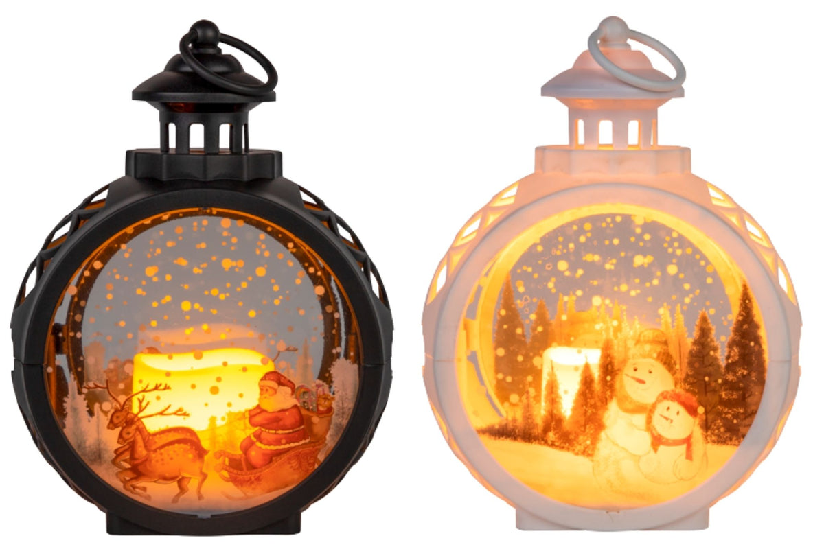 Xmas Round Lantern 24x17x9.5cm B/O 2 Asstd