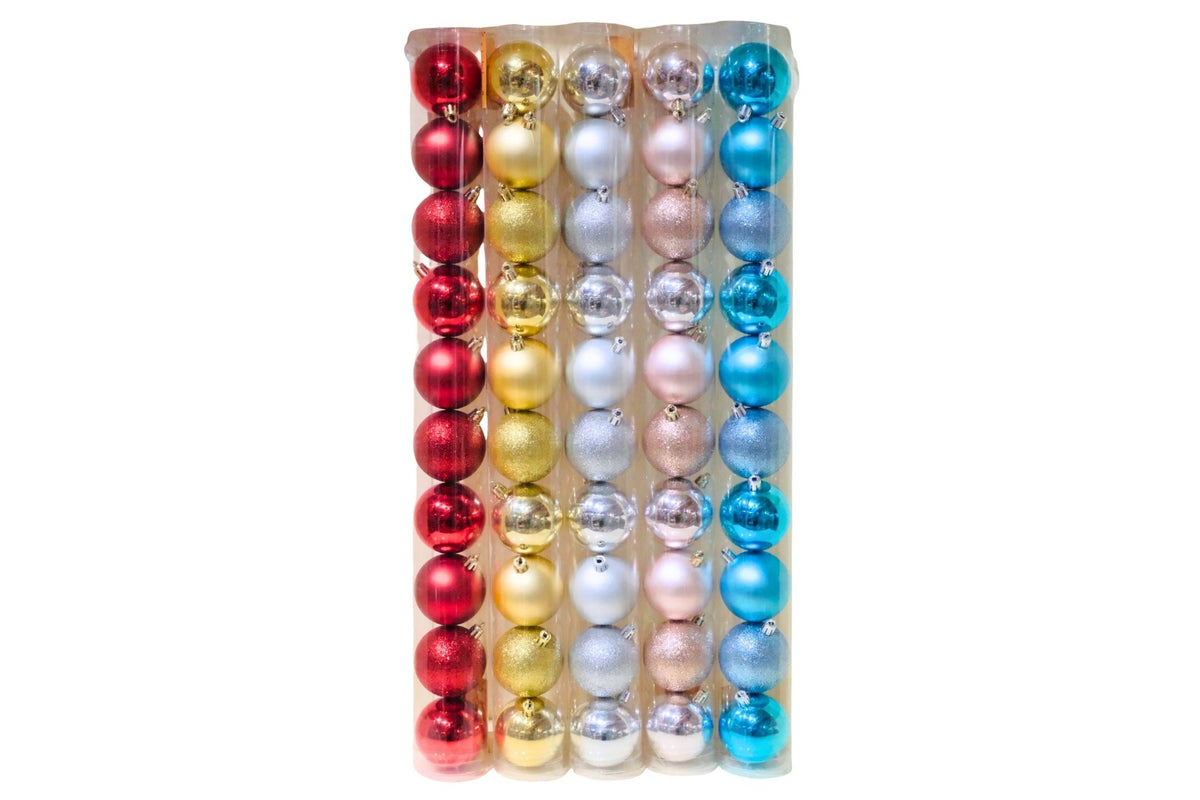 Xmas Baubles 6cm Pk10 4 Asstd