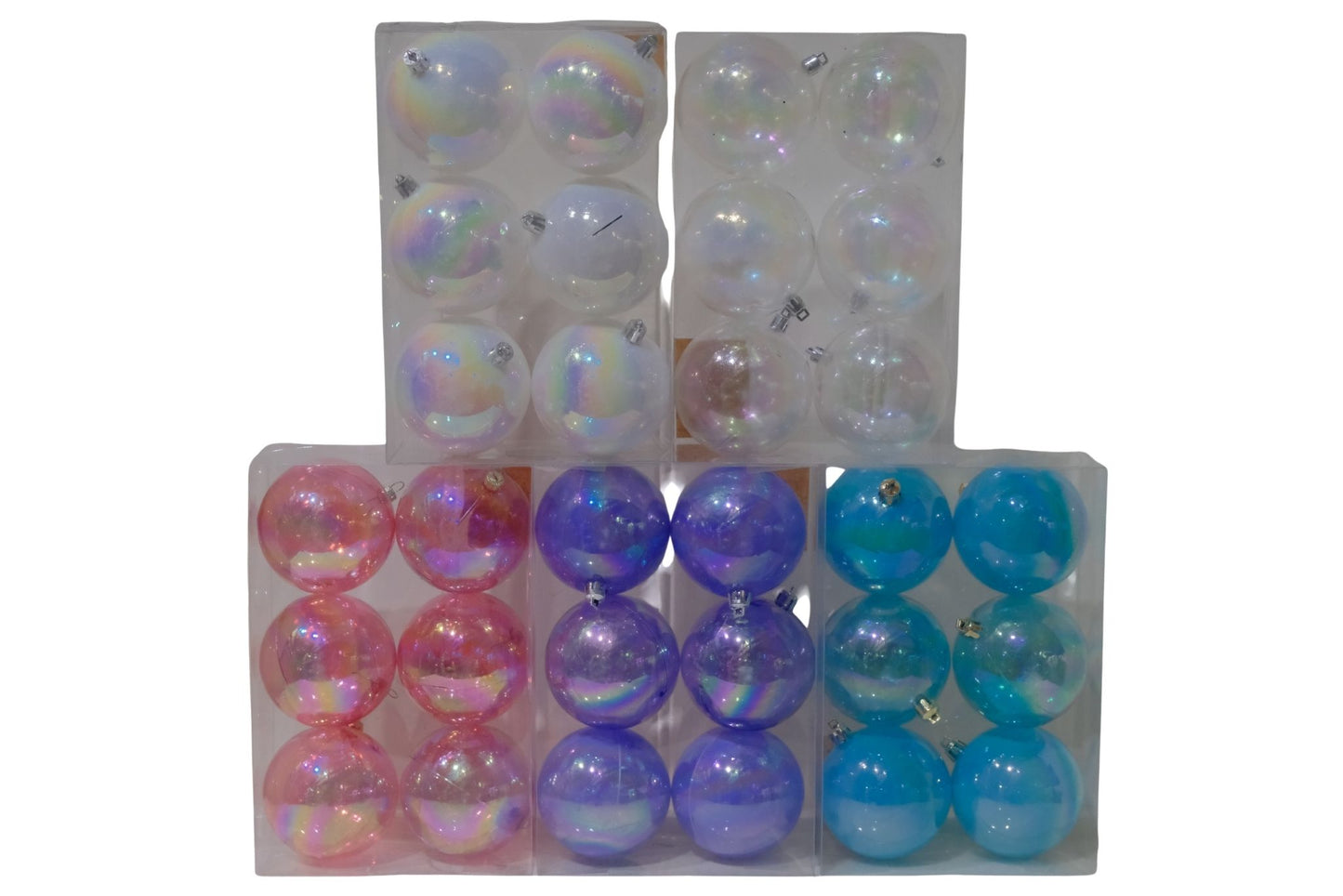 Xmas Baubles 8cm Pk6 5 Asstd